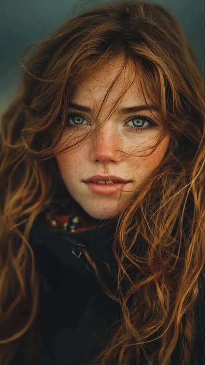 Editorial portrait with windswept hair